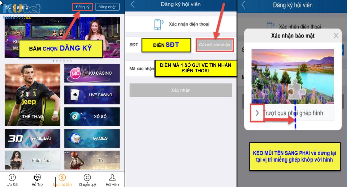 đăng ký kubet77 trên điện thoại